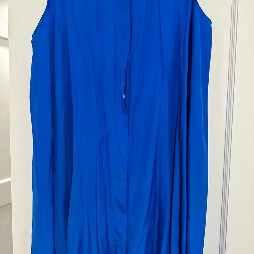 Amanda Uprichard Royal Blue Collared Mini Dress 100% Silk - Picture 4 of 16